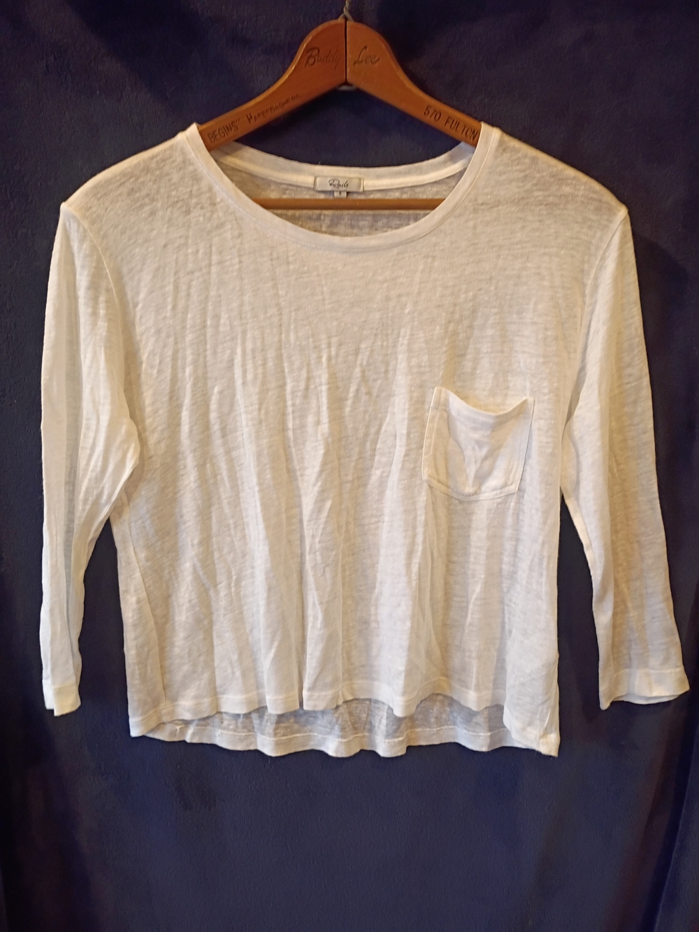 Rails White Long Sleeve Pocket Tee Small
